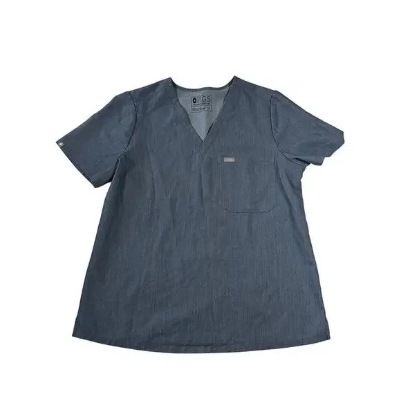 Figs Catarina One-Pocket Scrub Top HEATHERED DENIM XL - Picture 9 of 10